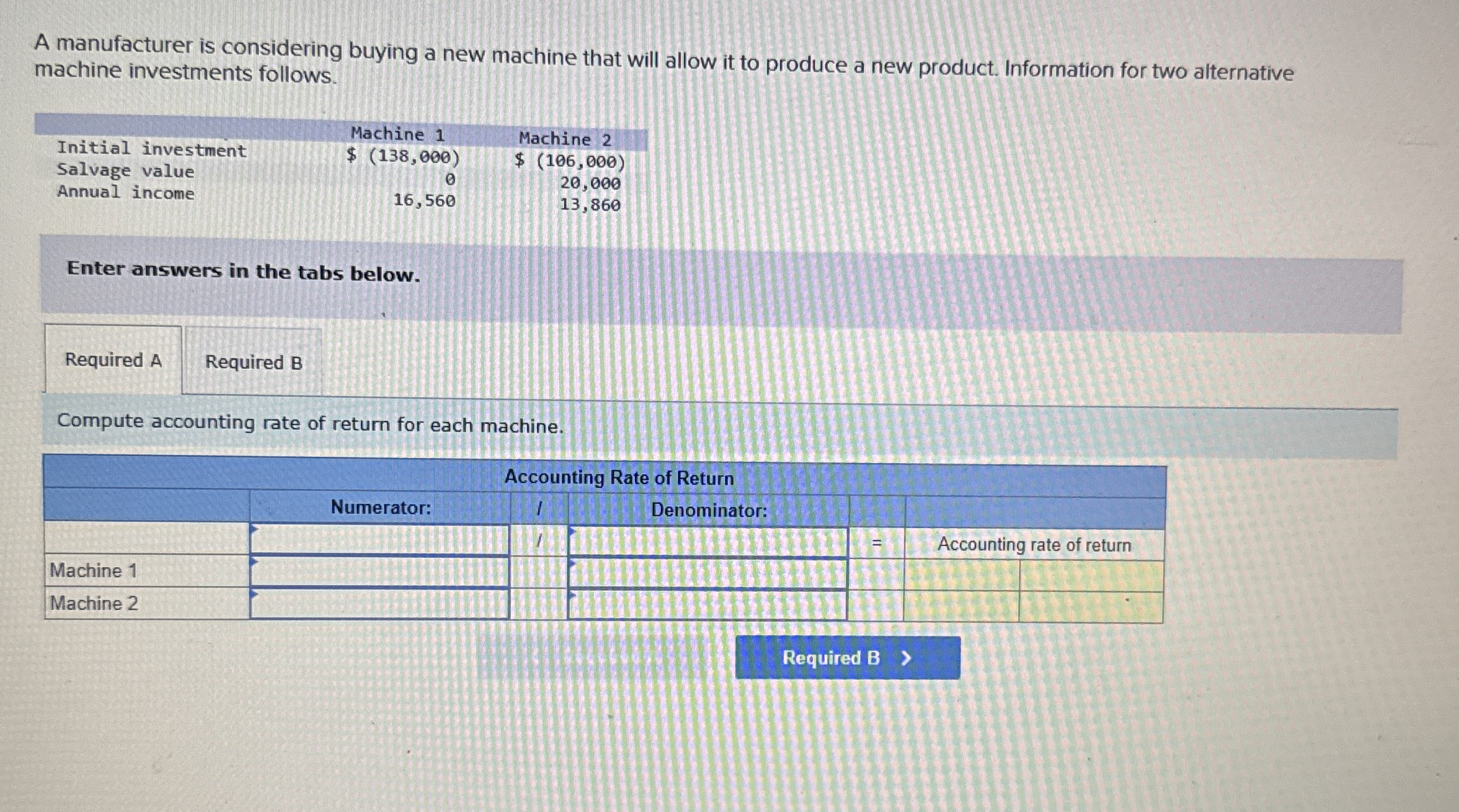 A manufacturer is considering buying a new