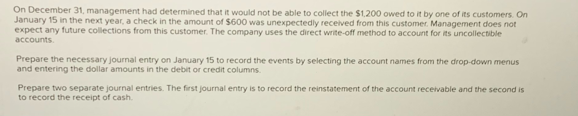 On December 31, management had determined that it