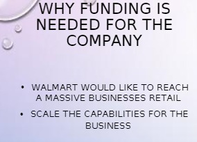 WHY FUNDING IS NEEDED FOR THE COMPANY . WALMART