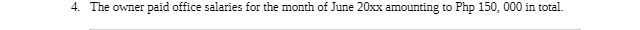 4. The owner paid office salaries for the month
