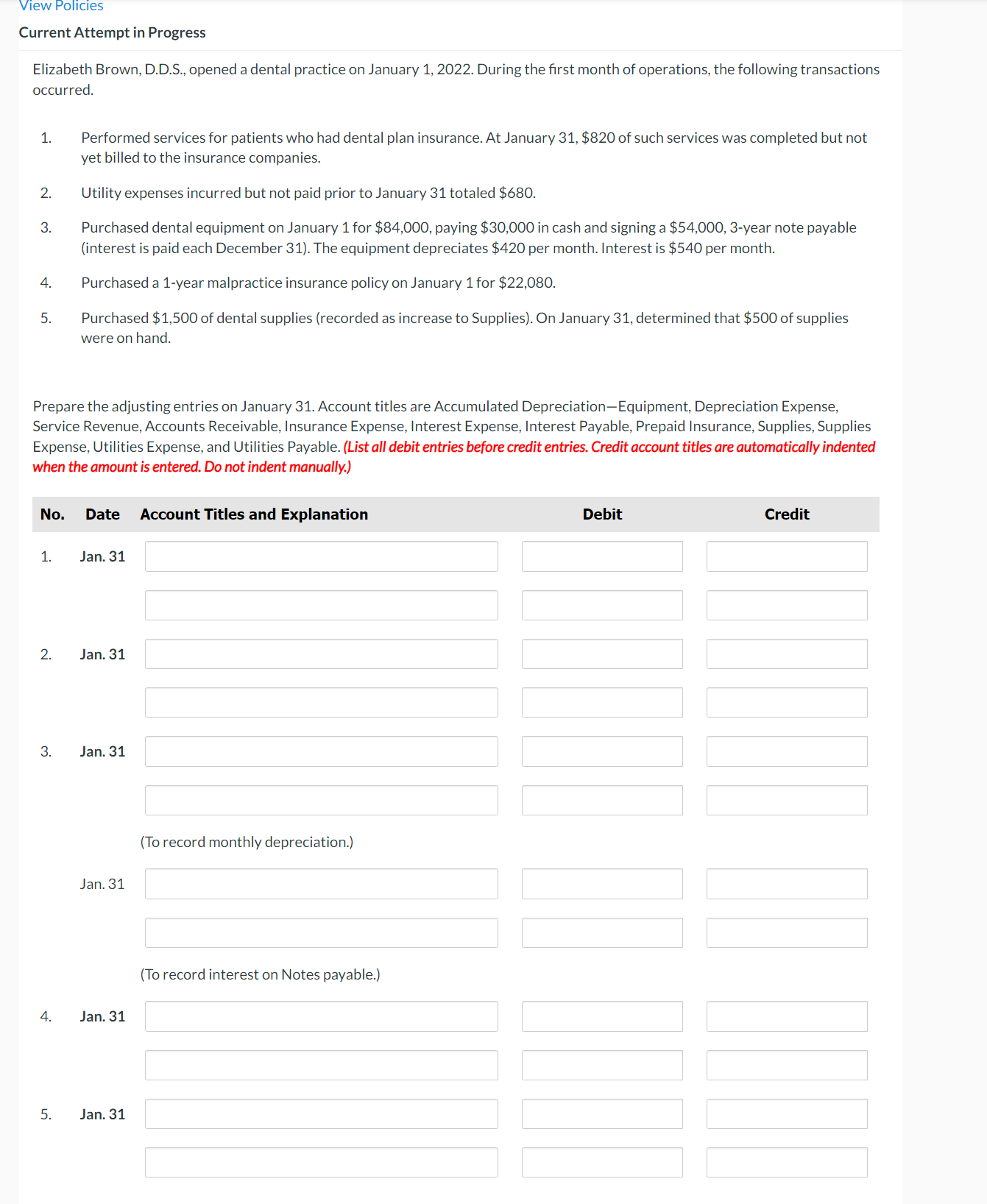 View Policies Current Attempt in Progress