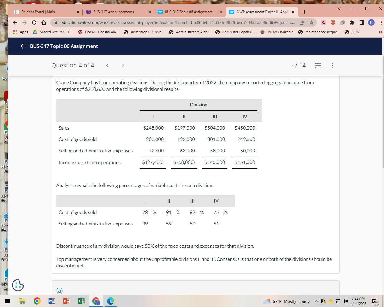 I Student Portal | Main x K BUS-317 Announcements