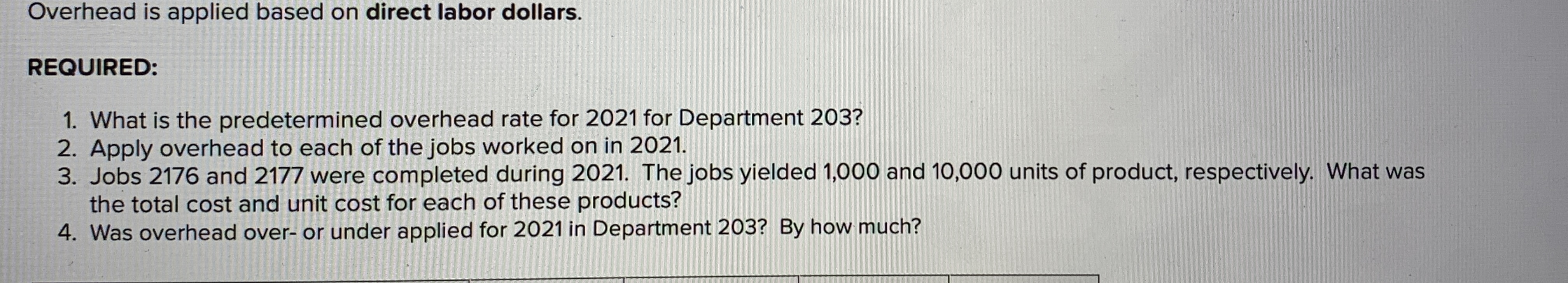 Overhead is applied based on direct labor