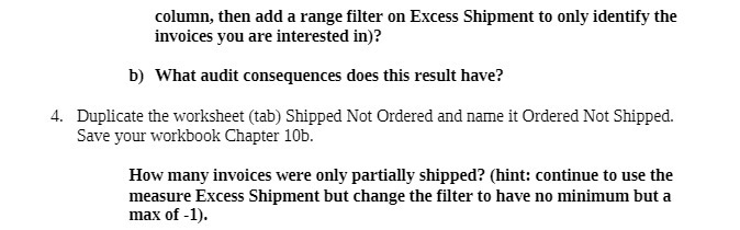 column, then add a range filter on Excess
