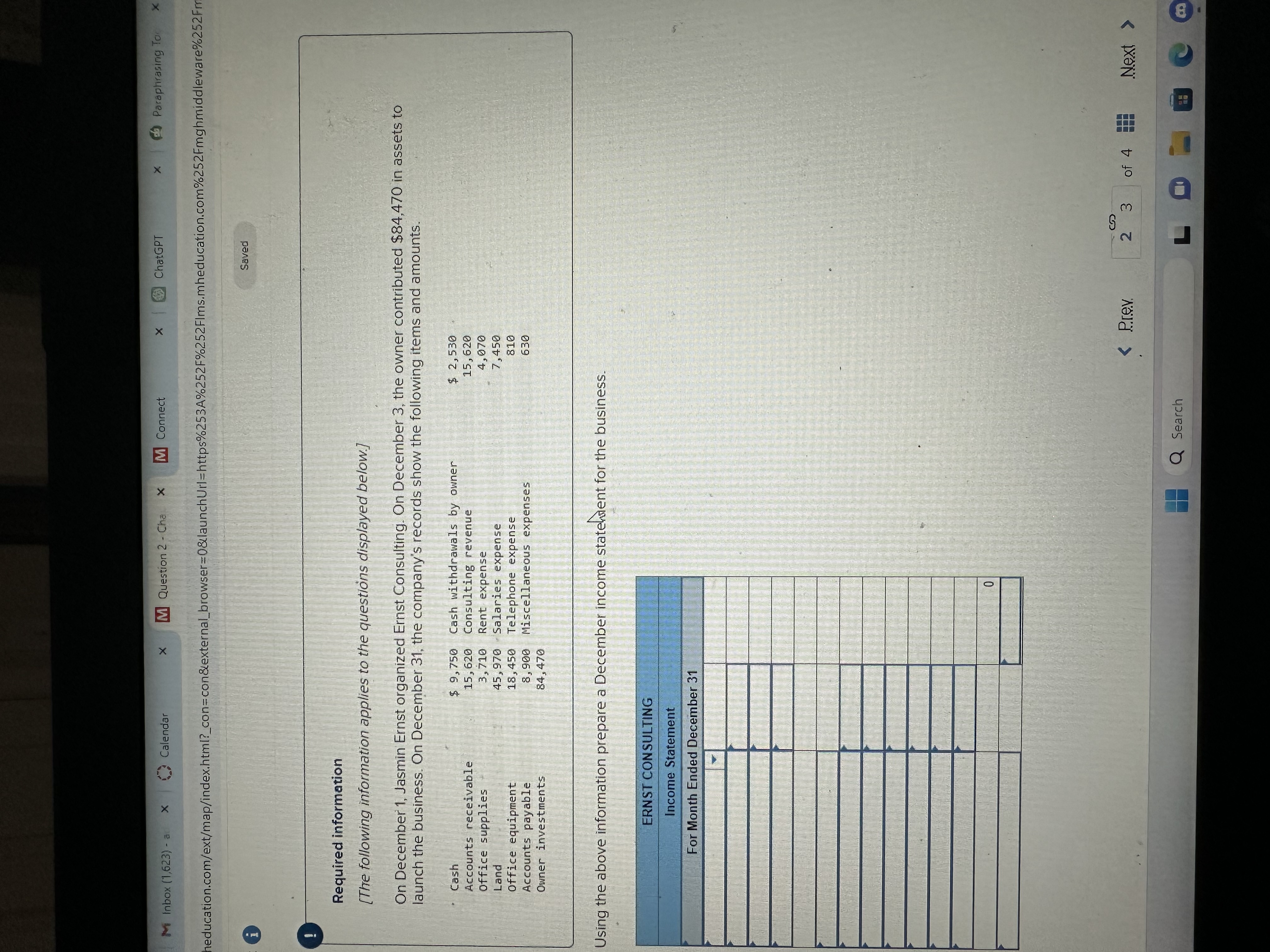 M Inbox (1,623) - a X Calendar x M Question 2 -