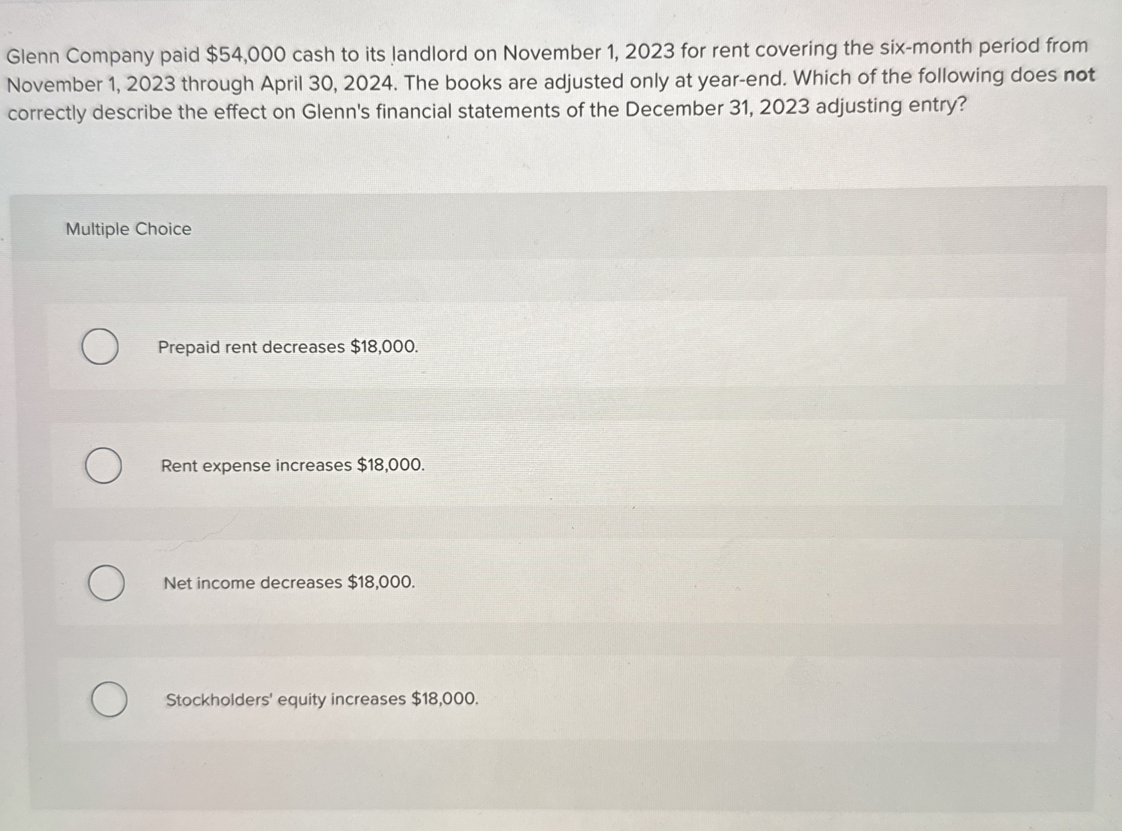 Glenn Company paid $ 5 4 , 0 0 0 cash to its