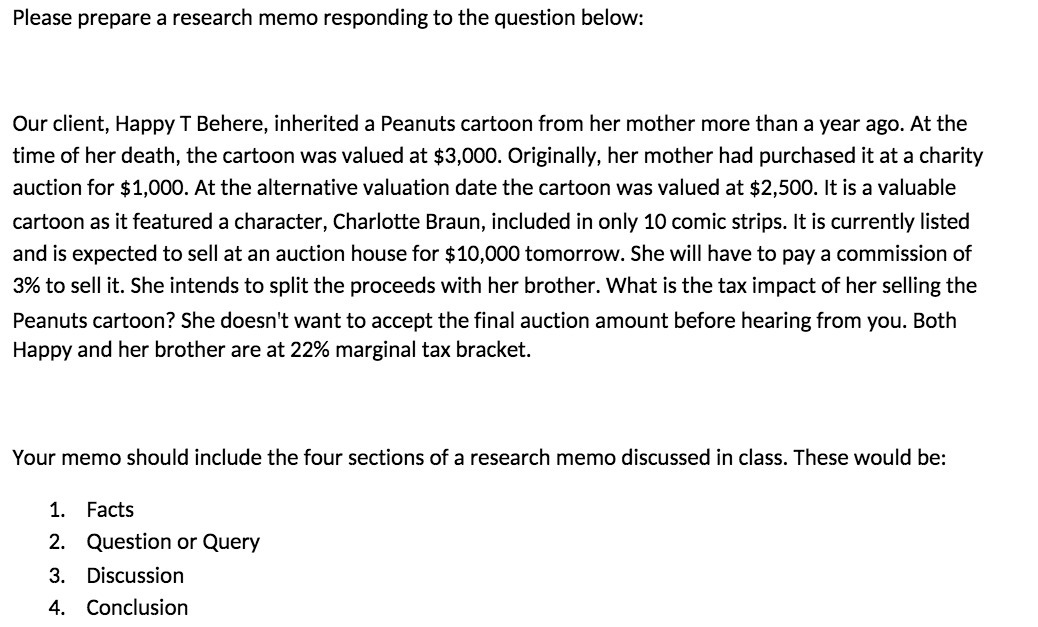 Please prepare a research memo responding to the