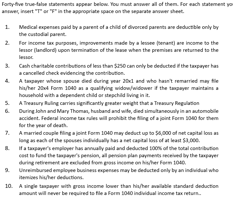 Answer all questions and problems appearing on