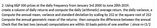 2. Using S&P 500 prices at the daily frequency