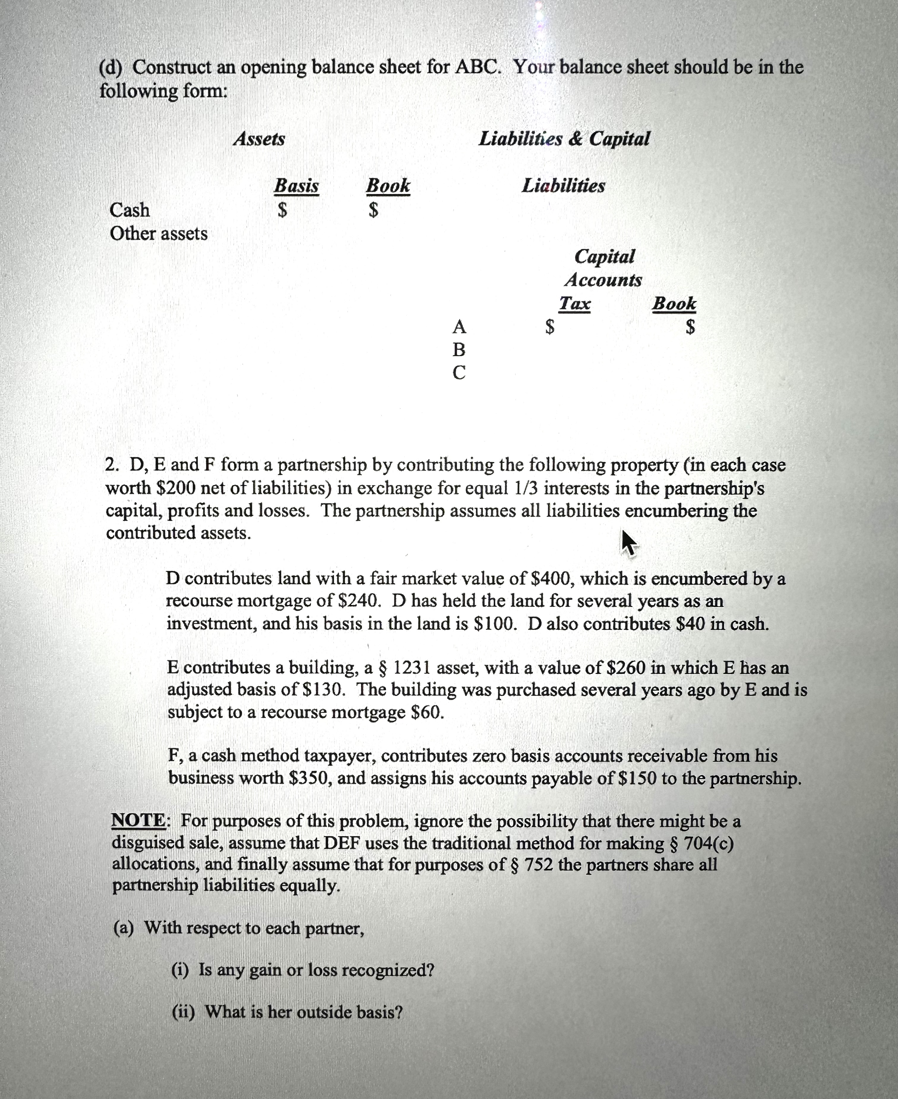 Please help answer the question below. Problems: