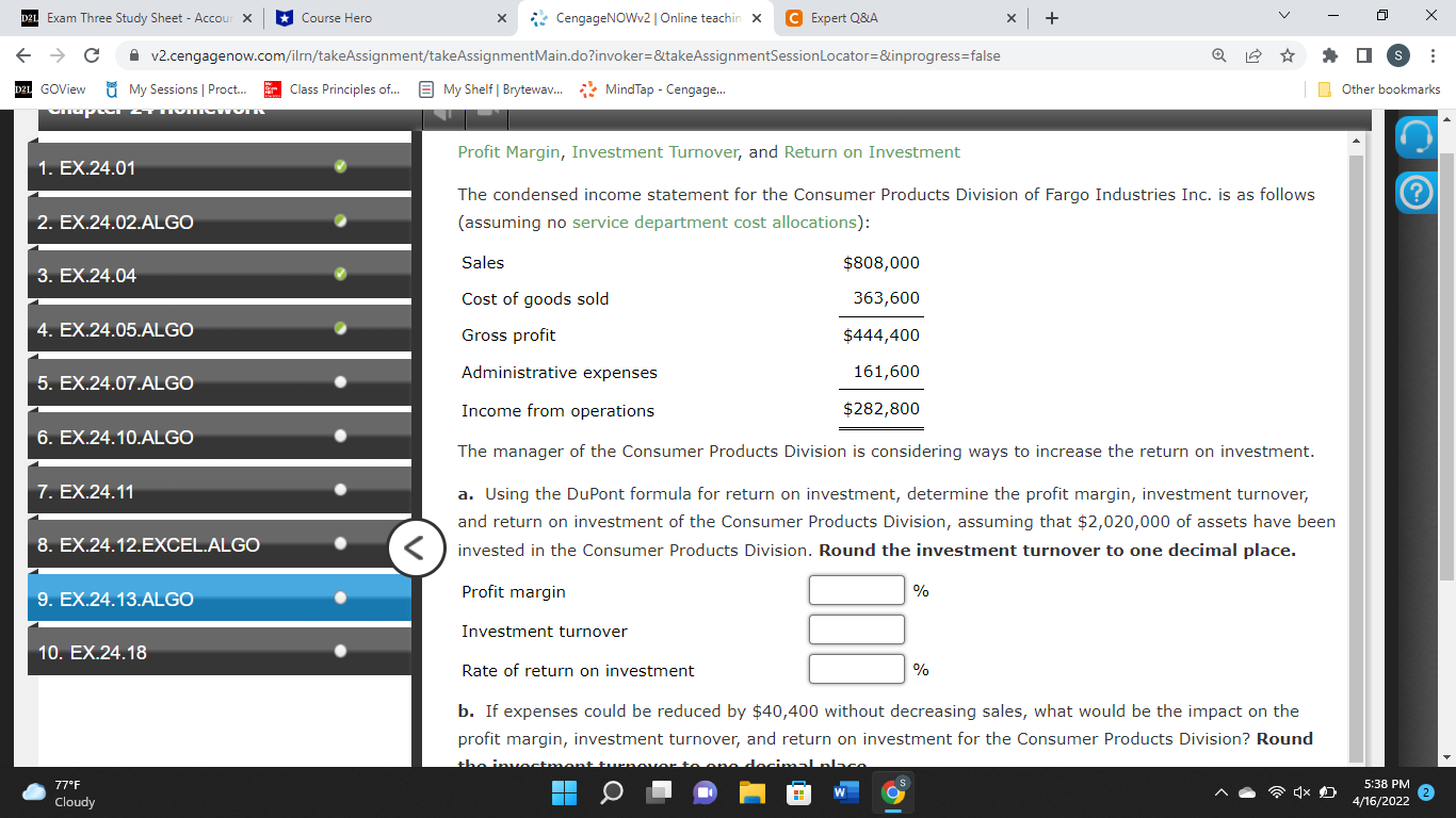D21 Exam Three Study Sheet - Accour X Course Hero