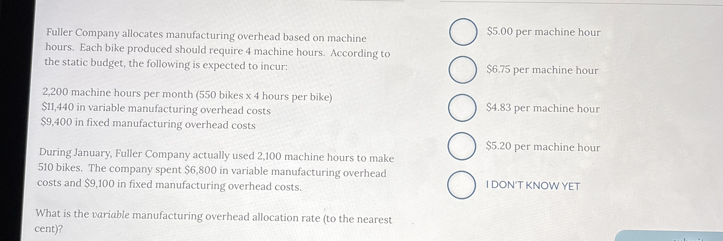 Fuller Company allocates manufacturing overhead