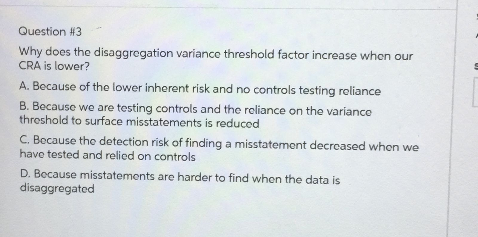 Question #3 Why does the disaggregation variance
