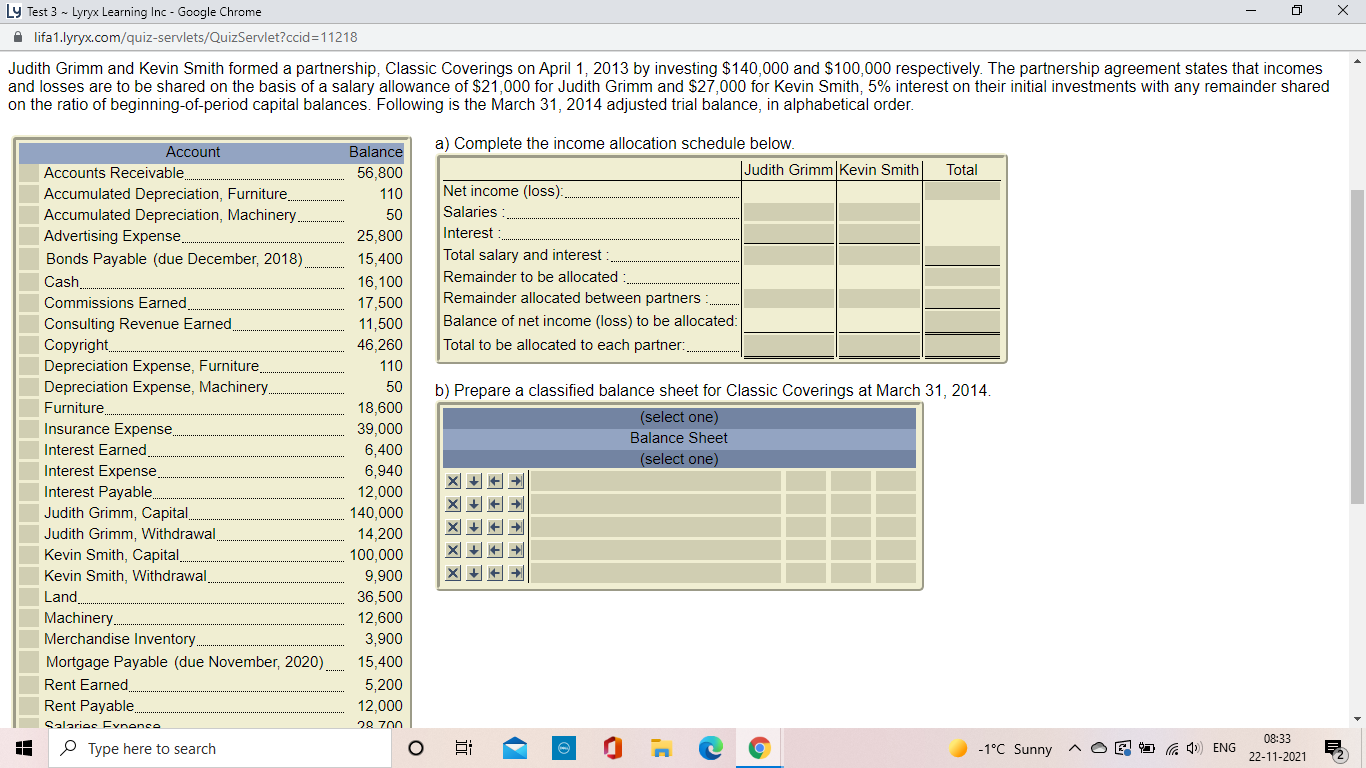 Ly Test 3 ~ Lyryx Learning Inc - Google Chrome X