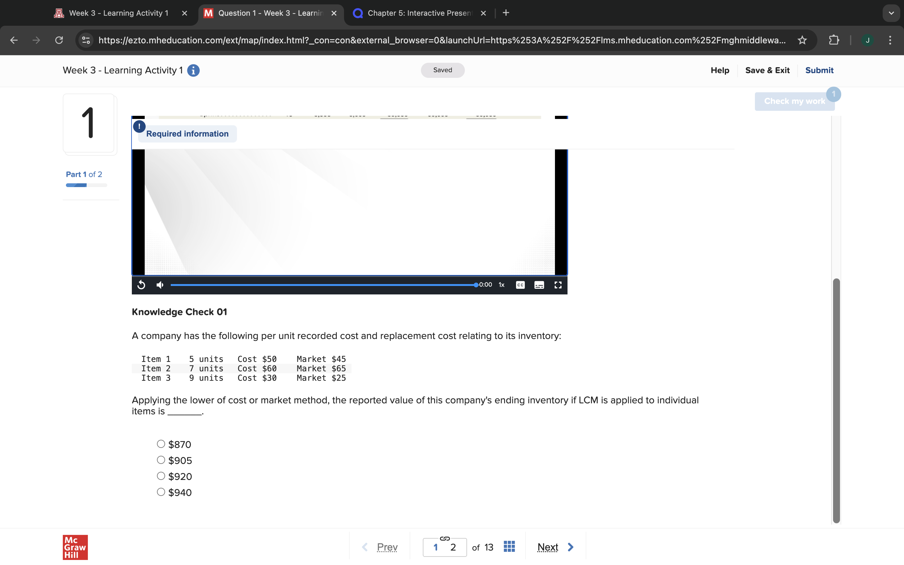 A Week 3 - Learning Activity 1 X M Question 1 -