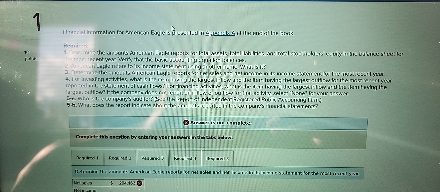 1 Financial information for American Eagle is