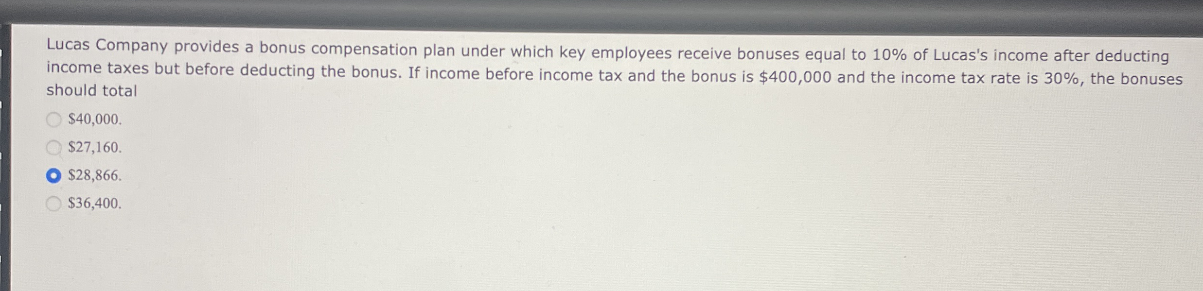Lucas Company provides a bonus compensation plan