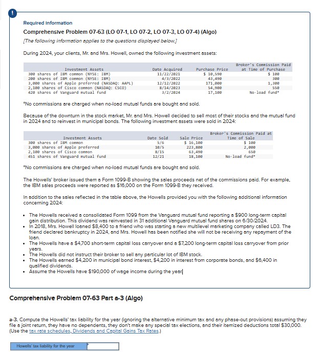 a - 3 . Compute the Howells' tax liability for