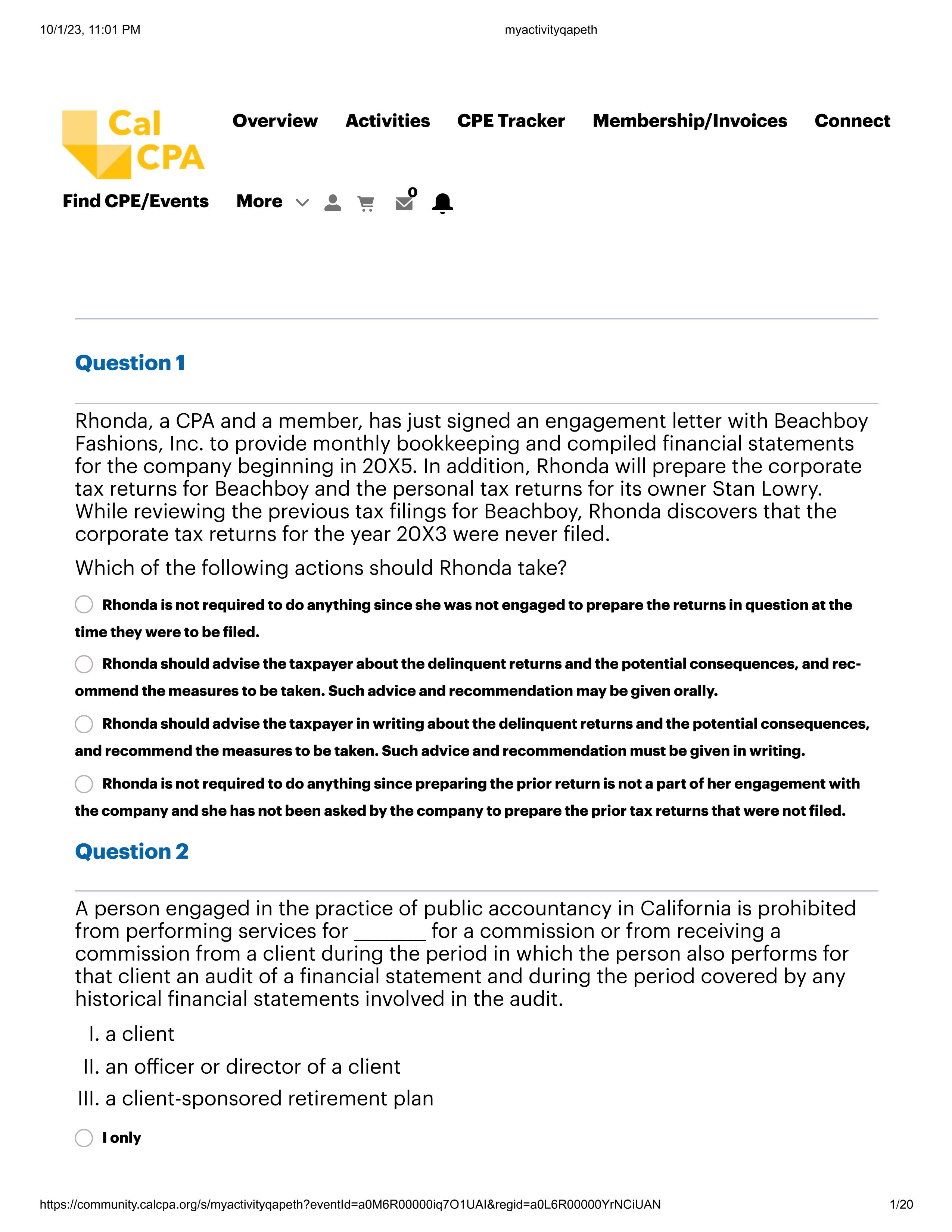 10/1/23, 11 :01 PM myactivityqapeth Overview