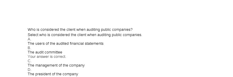 Who is considered the client when auditing public