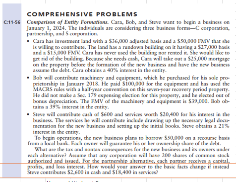 COMPREHENSIVE PROBLEMS C: 1 1 - 5 6 Comparison of