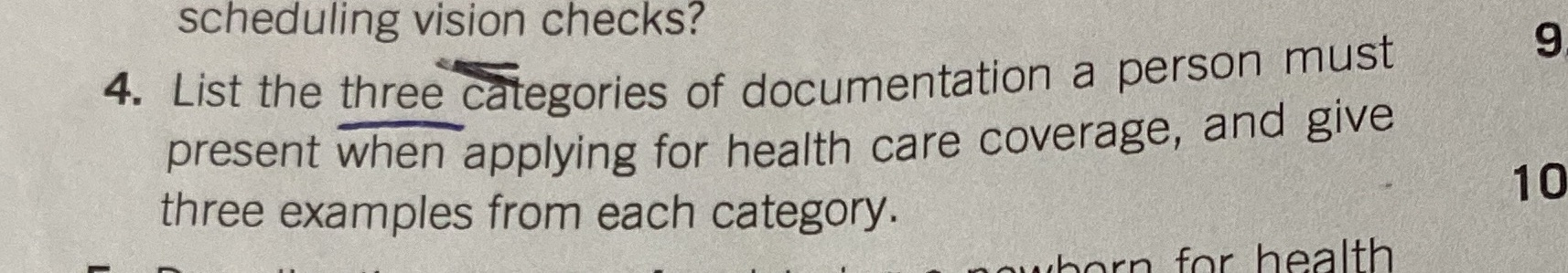 scheduling vision checks? 4. List the three