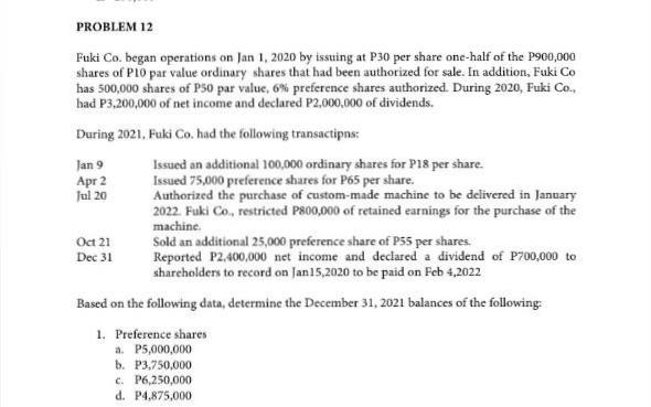 2. Share premium a. P10.250,000 b. P2.050,000 C.