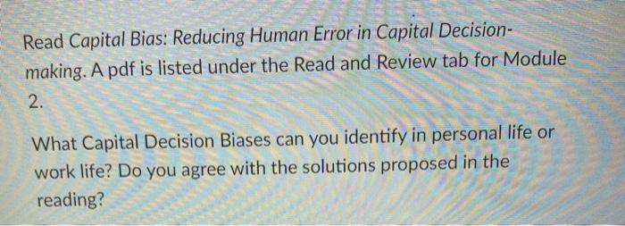 7 Read Capital Bias: Reducing Human Error in
