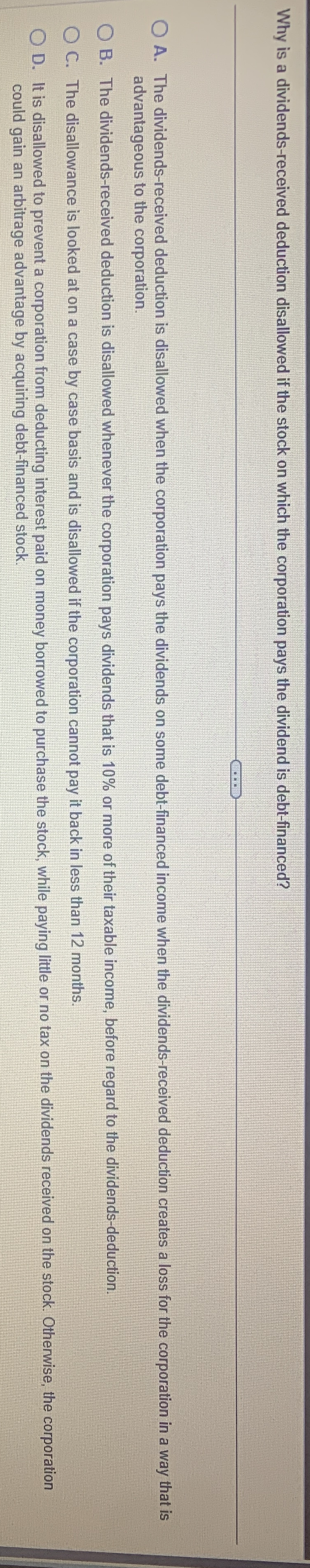 Why is a dividends - received deduction