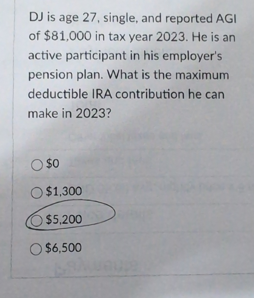 D J is age 2 7 , single, and reported AGI of $ 8