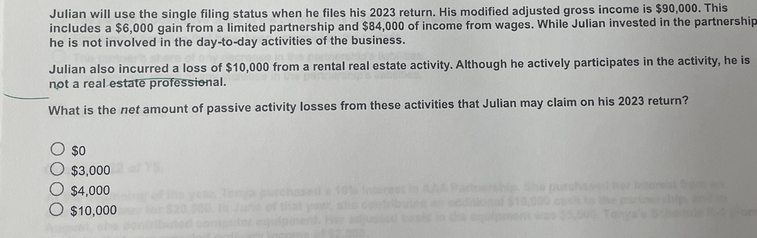 Julian will use the single filing status when he