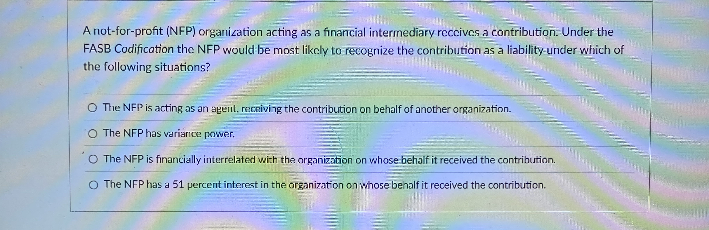 A not - for - profit ( NFP ) organization acting