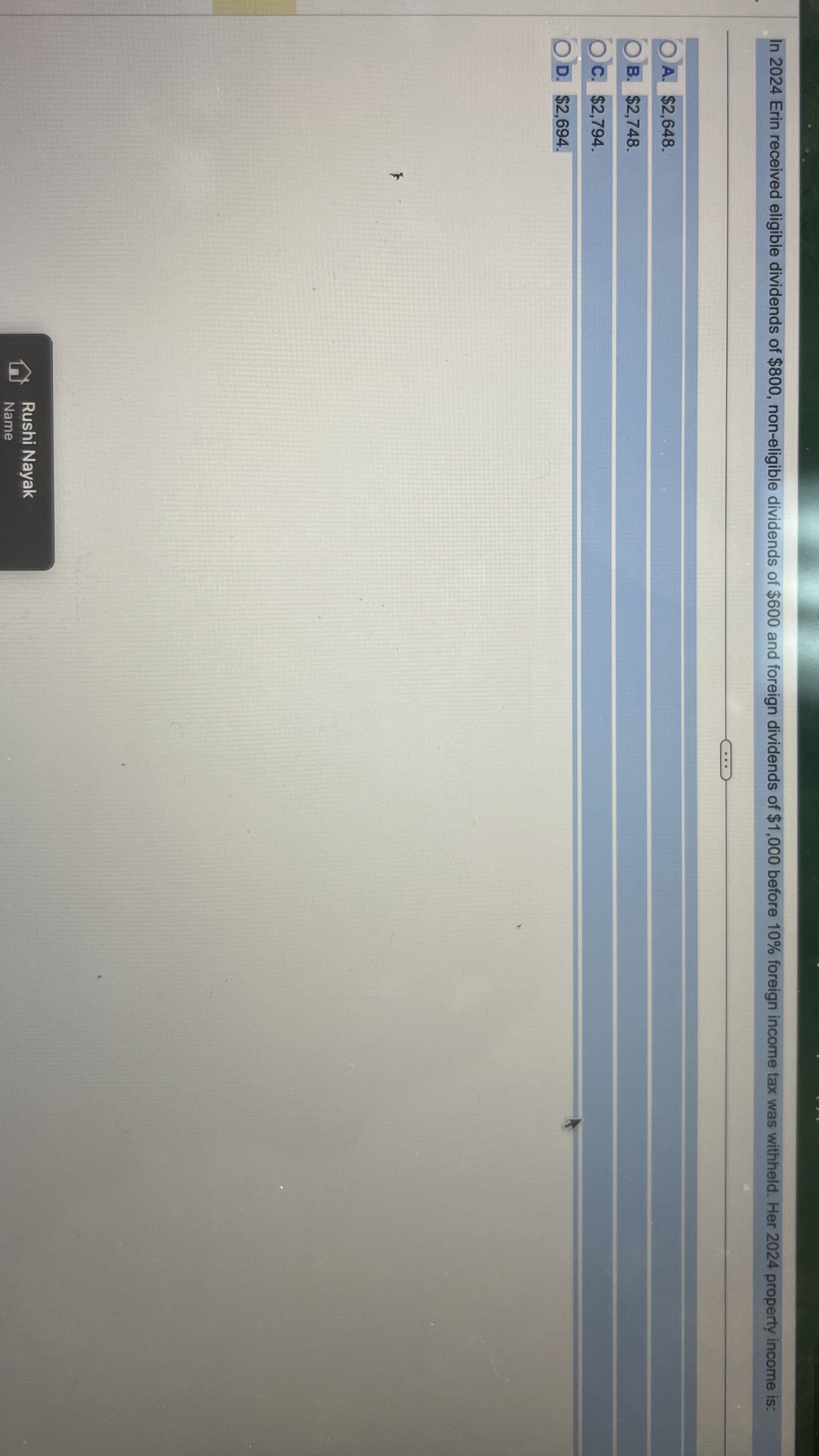 In 2 0 2 4 Erin received eligible dividends of $