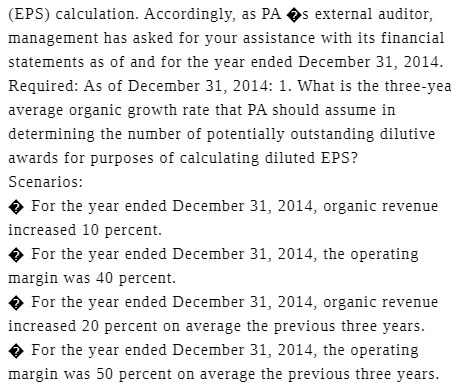 (EPS) calculation. Accordingly, as PA @s external