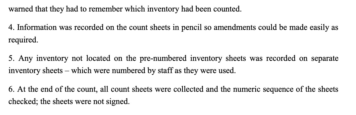 warned that they had to remember which inventory