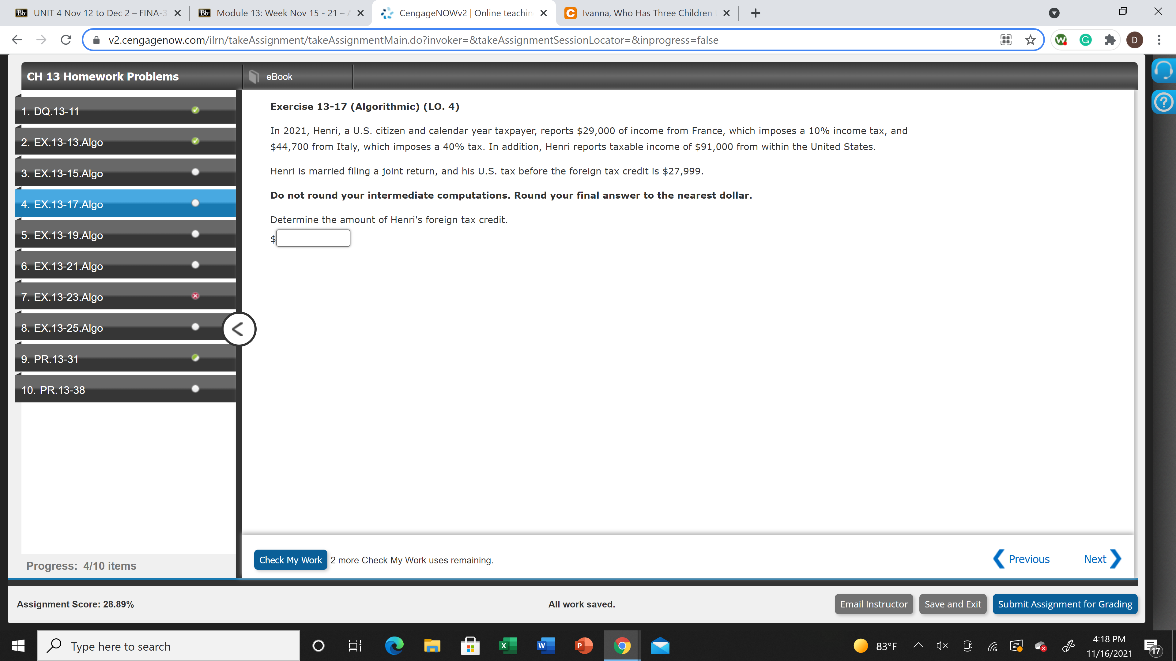 Bb UNIT 4 Nov 12 to Dec 2 - FINA-3 X Bb Module