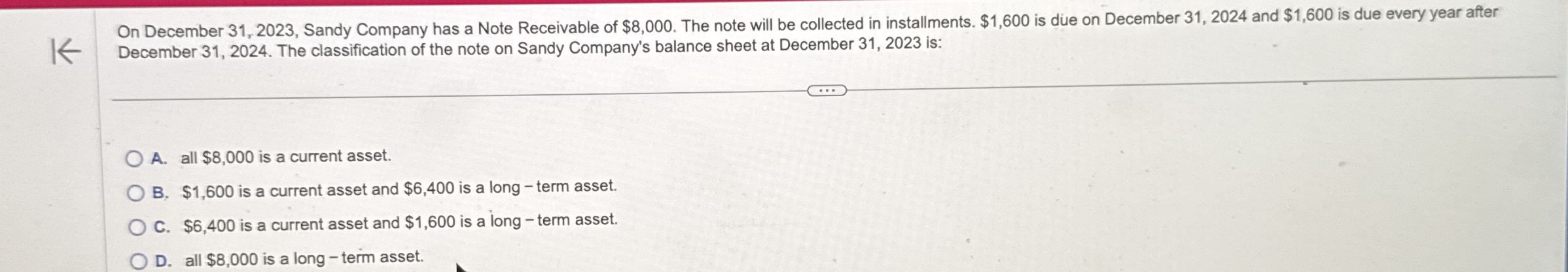 On December 3 1 , 2 0 2 3 , Sandy Company has a