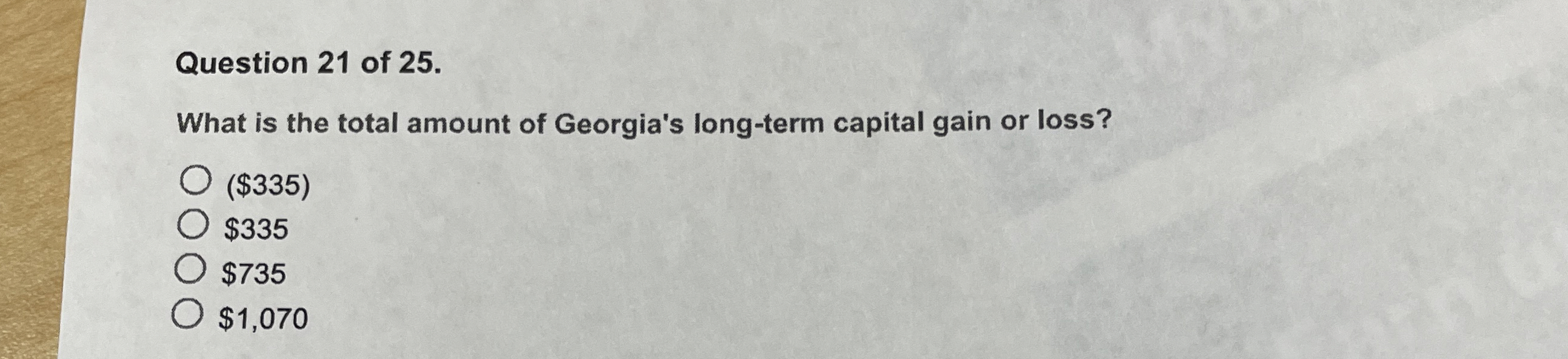 Question 2 1 of 2 5 . What is the total amount of