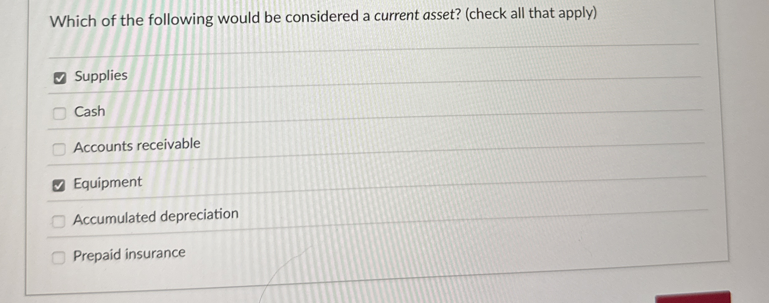 Which of the following would be considered a