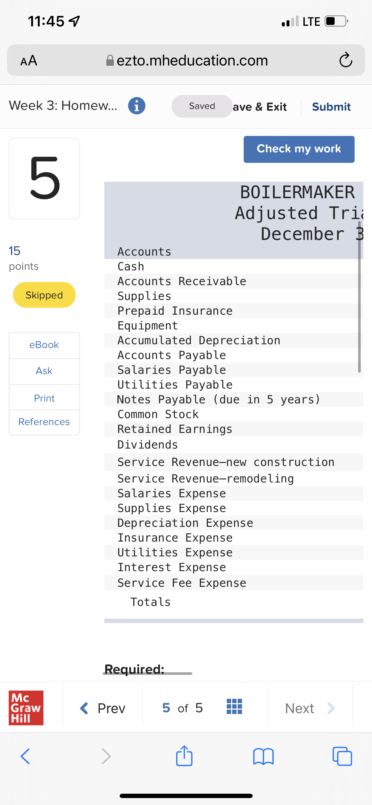 11:45 7 . LTE C AA ezto.mheducation.com C Week 3: