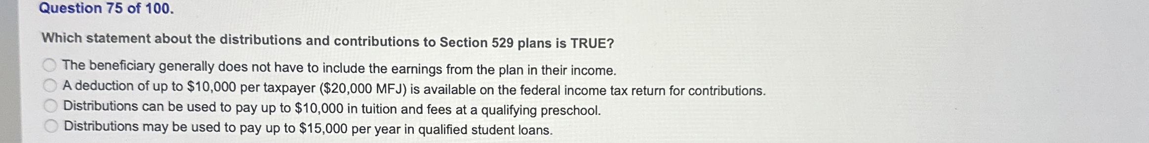 Question 7 5 of 1 0 0 . Which statement about the