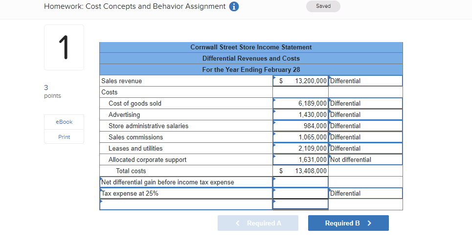 Homework: Cost Concepts and Behavior Assignment i