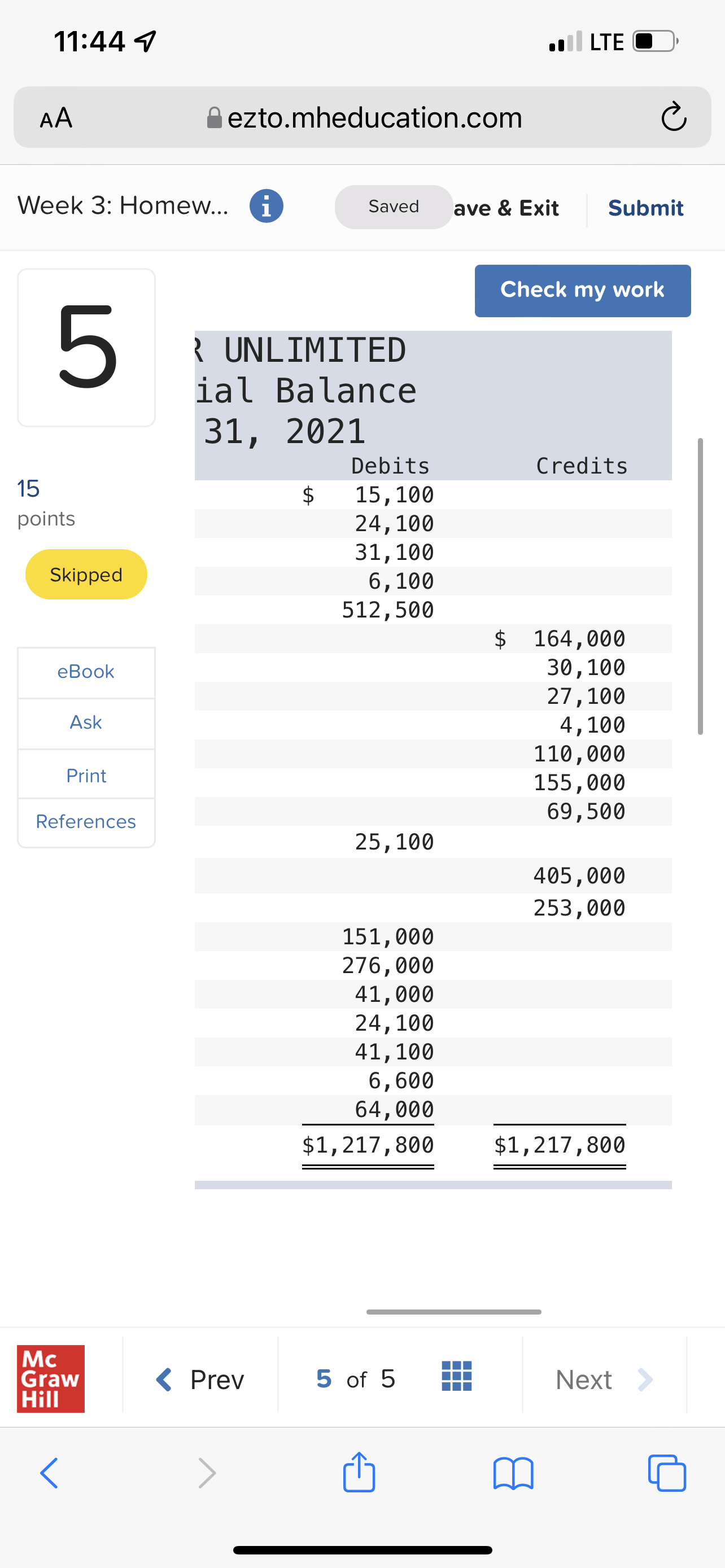 11:44 7 . LTE C AA ezto.mheducation.com C Week 3: