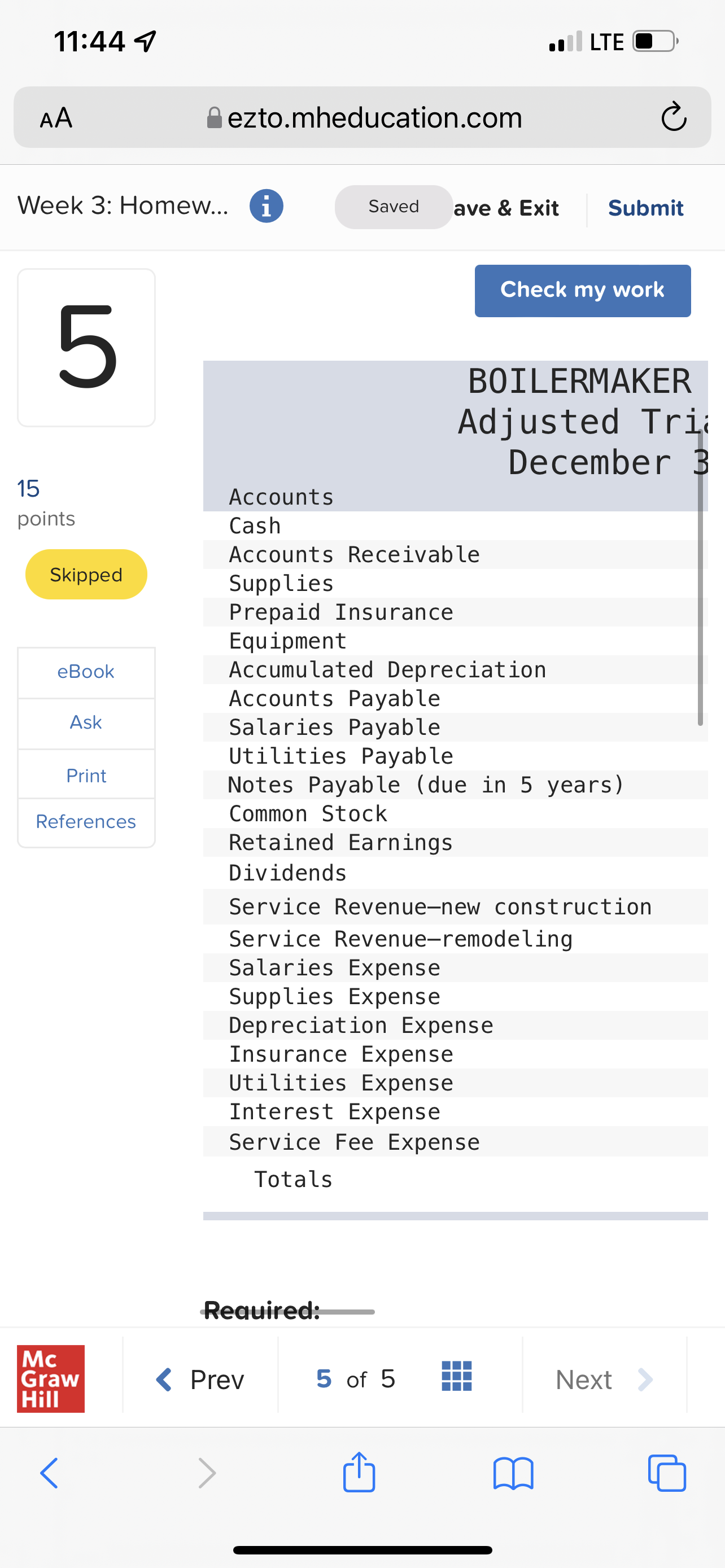 11:44 7 . LTE C AA ezto.mheducation.com C Week 3: