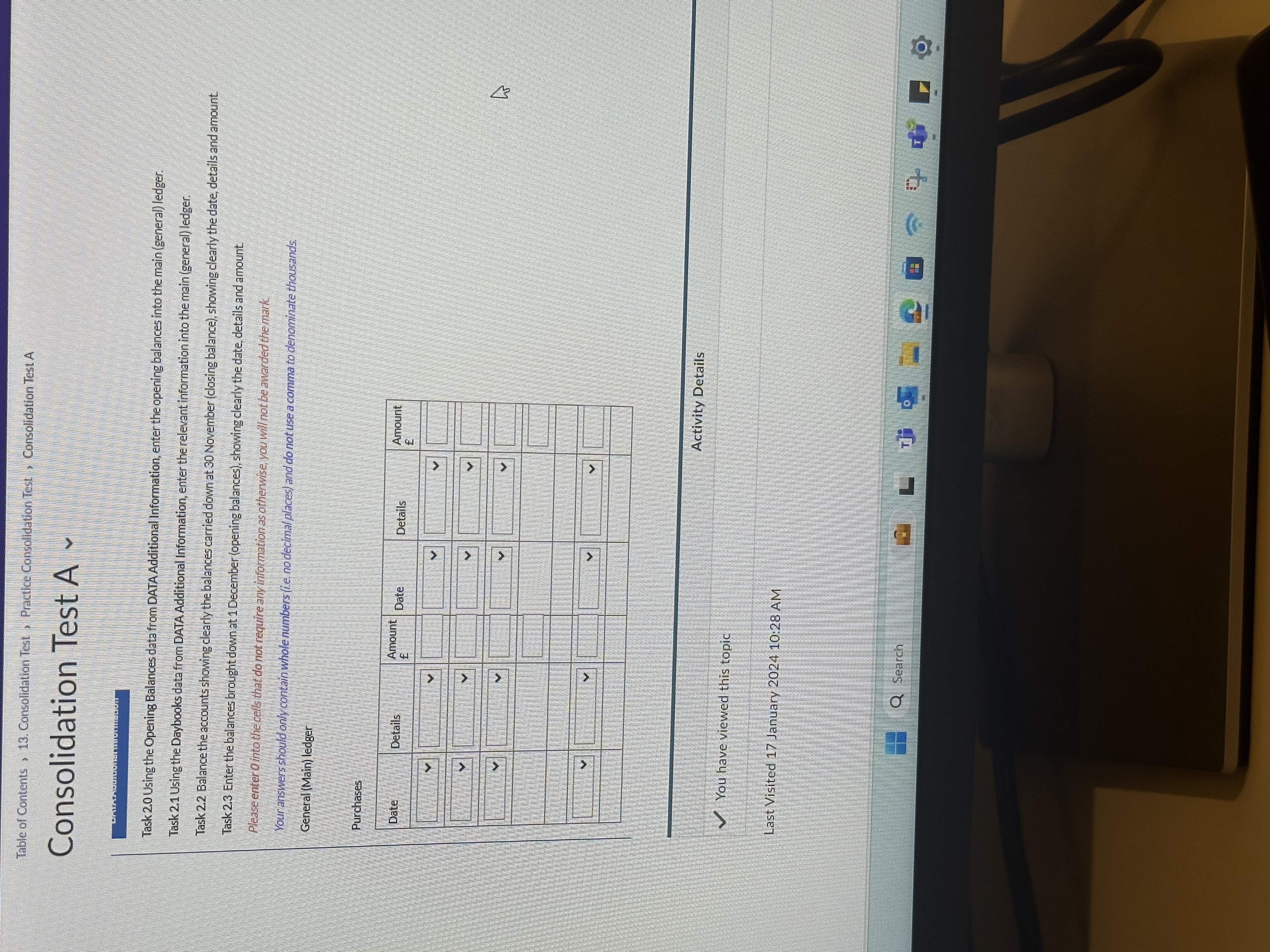 DATA 1 OPENING BALANCES DATA 2 DAYBOOKS DATA B