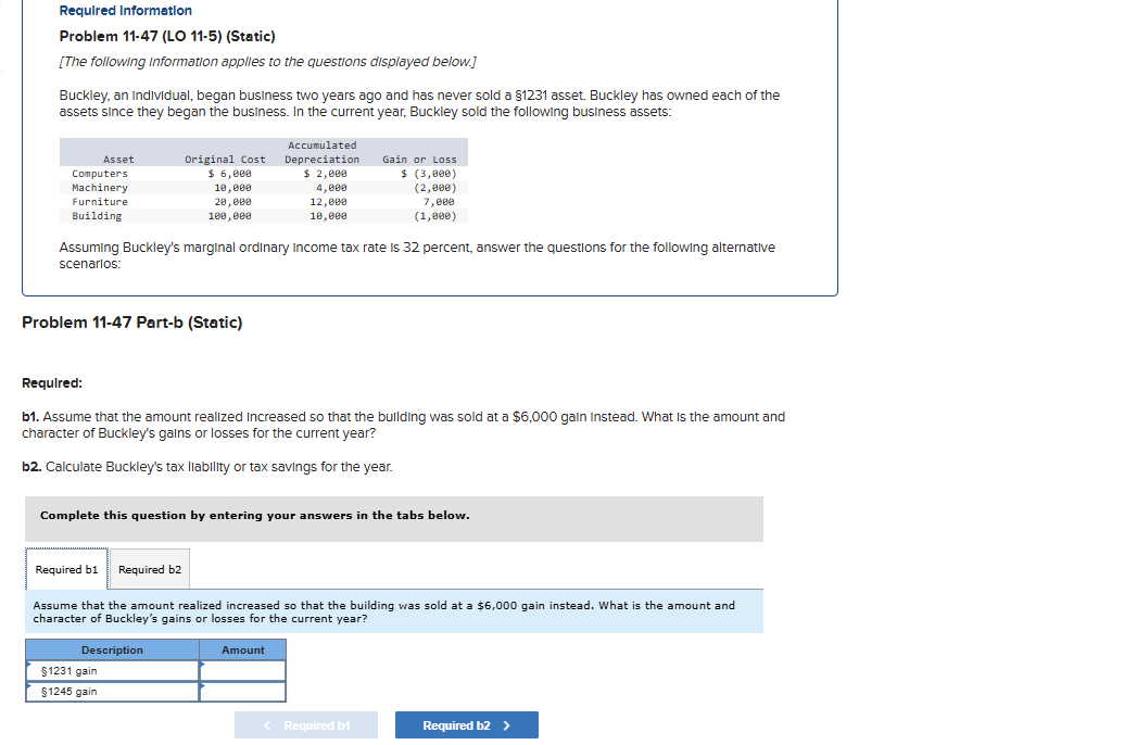Problem 1 1 - 4 7 Part - b ( Static ) Required: b