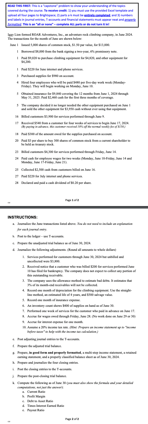 2 ) parts a - k must be entirely completed; and 3