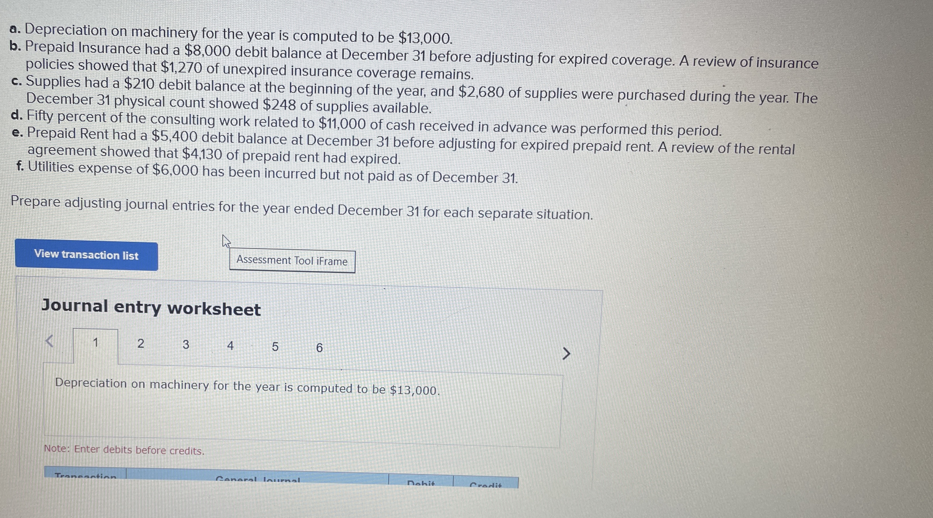 a . Depreciation on machinery for the year is