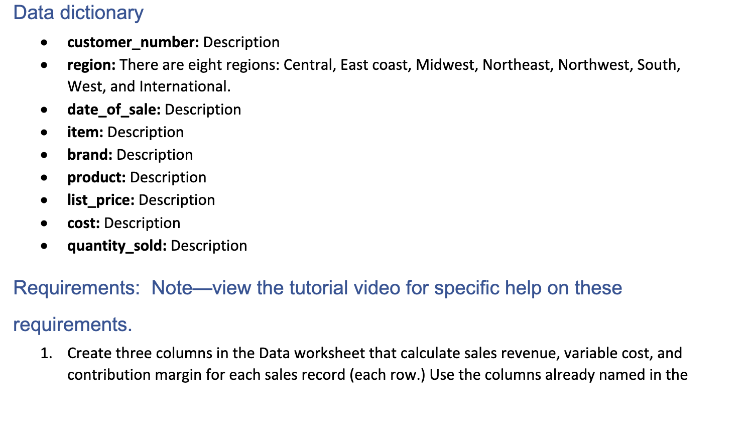 House Divided Company: Sales, Cost, and