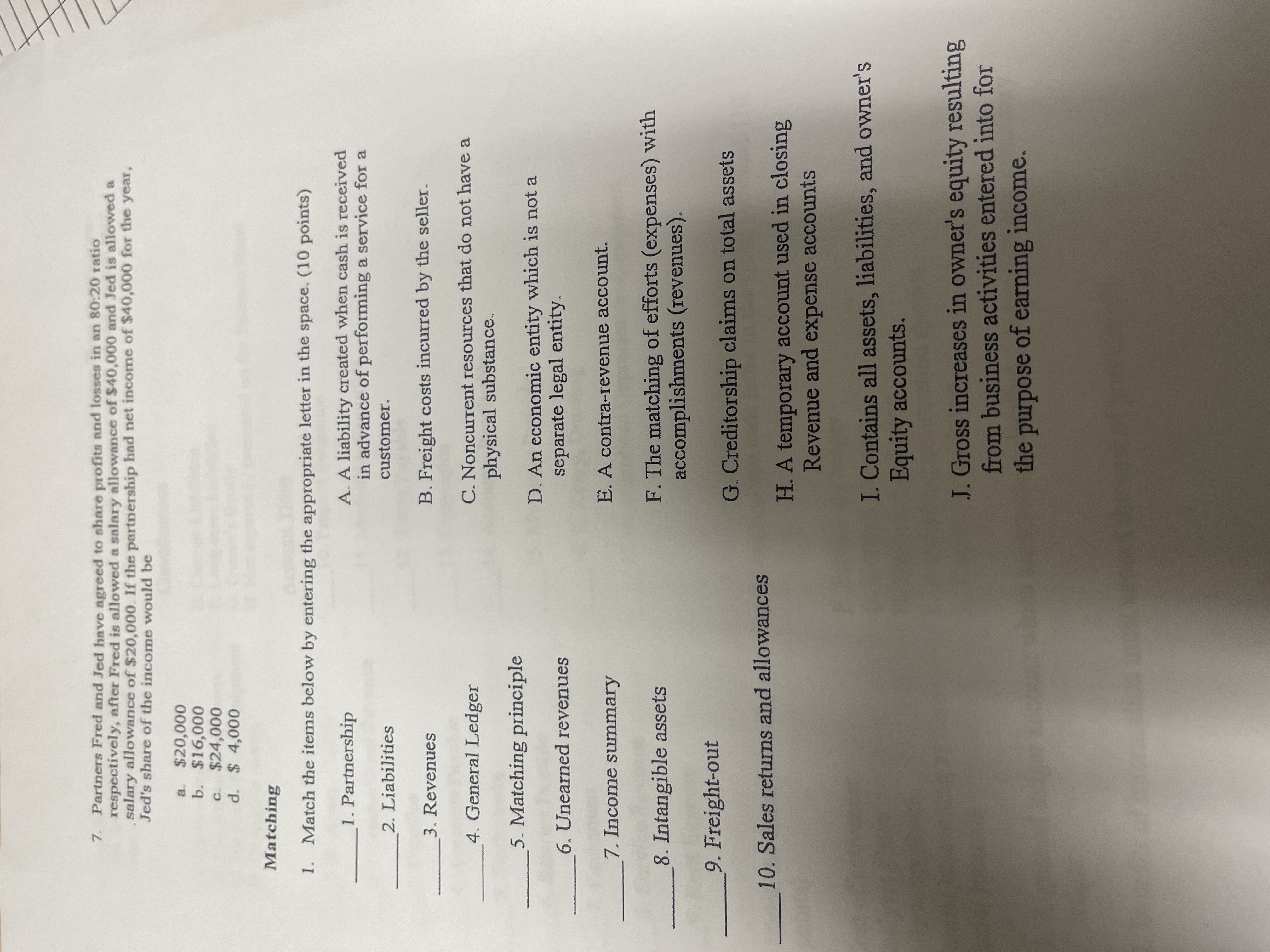 7. Partners Fred and Jed have agreed to share